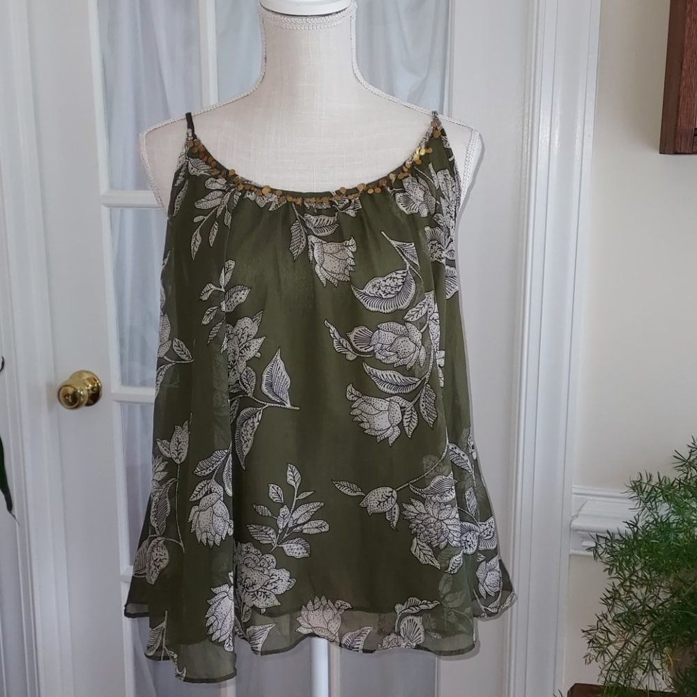 A.N.A. SHEER LAYERED ADJUSTABLE STRAP TOP